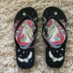 Unicorn Flip Flops with Colorful Mane